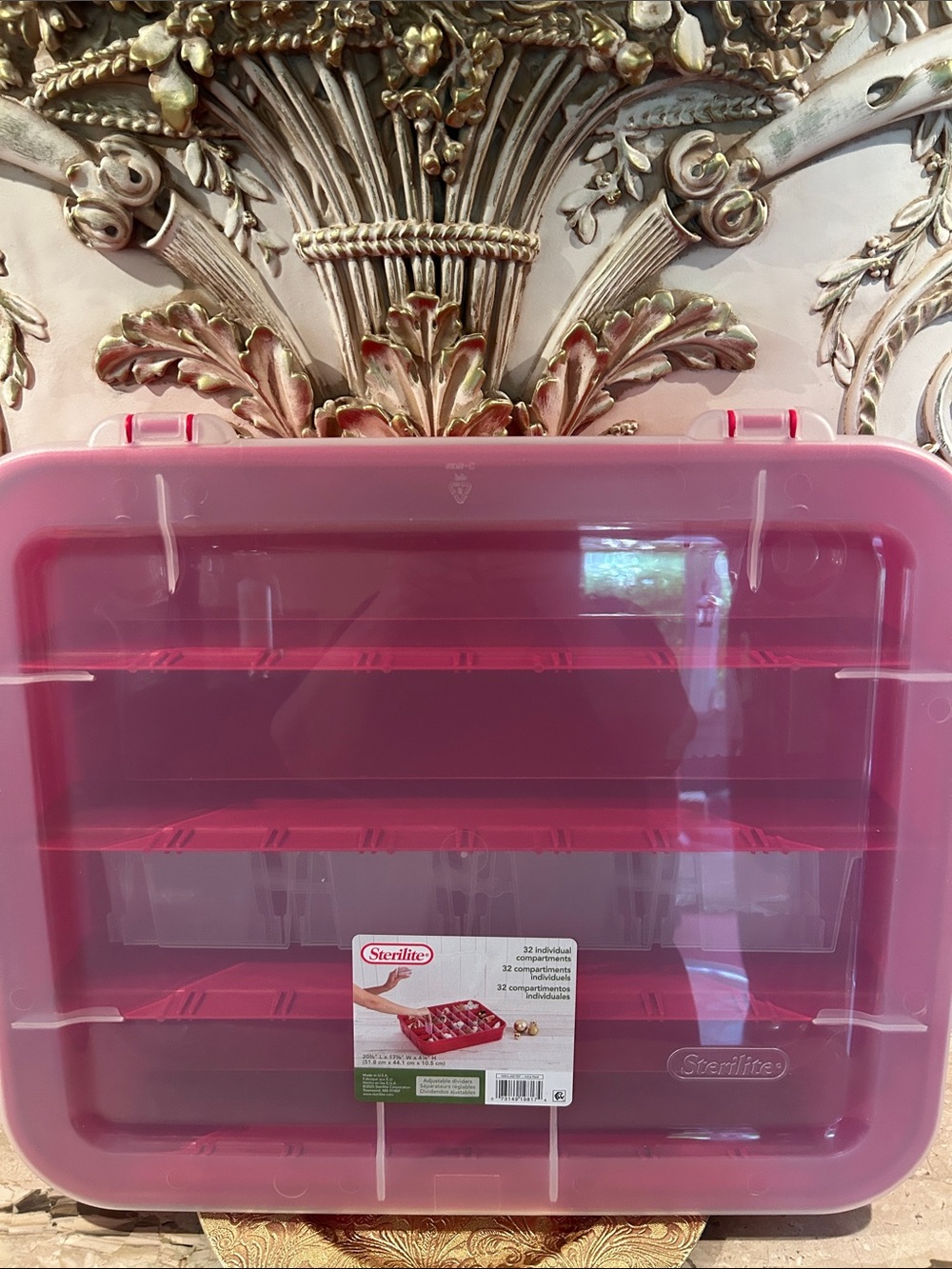 NWT Sterilite Red Holiday Ornament Organizer RARE